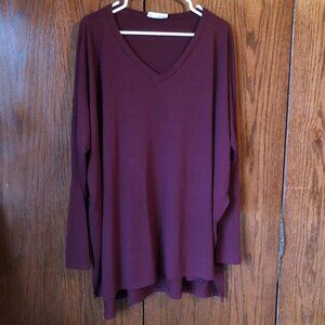 Zenana Burgundy Knit Tunic 2X